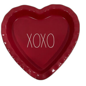 Rae Dunn Baker Pie Dish XOXO Heart Shaped Red Artisan Collection by Magenta